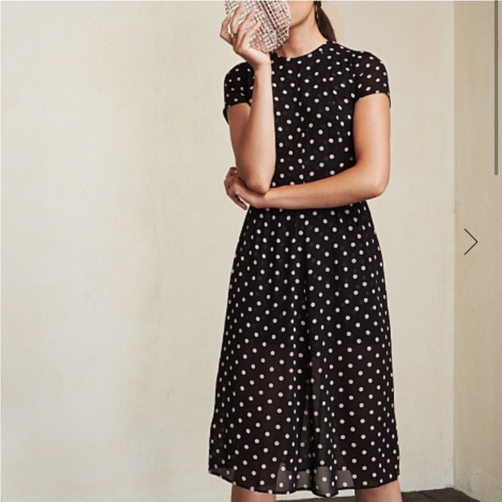Reformation Black Polka Dot Midi Dress